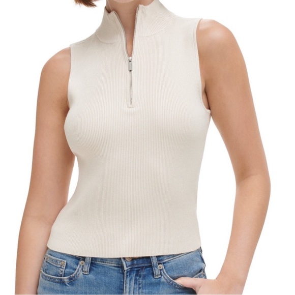 NWT Calvin Klein Jeans Striped Ribbed-Knit Half Zip Sweater - Picture 4 of 4